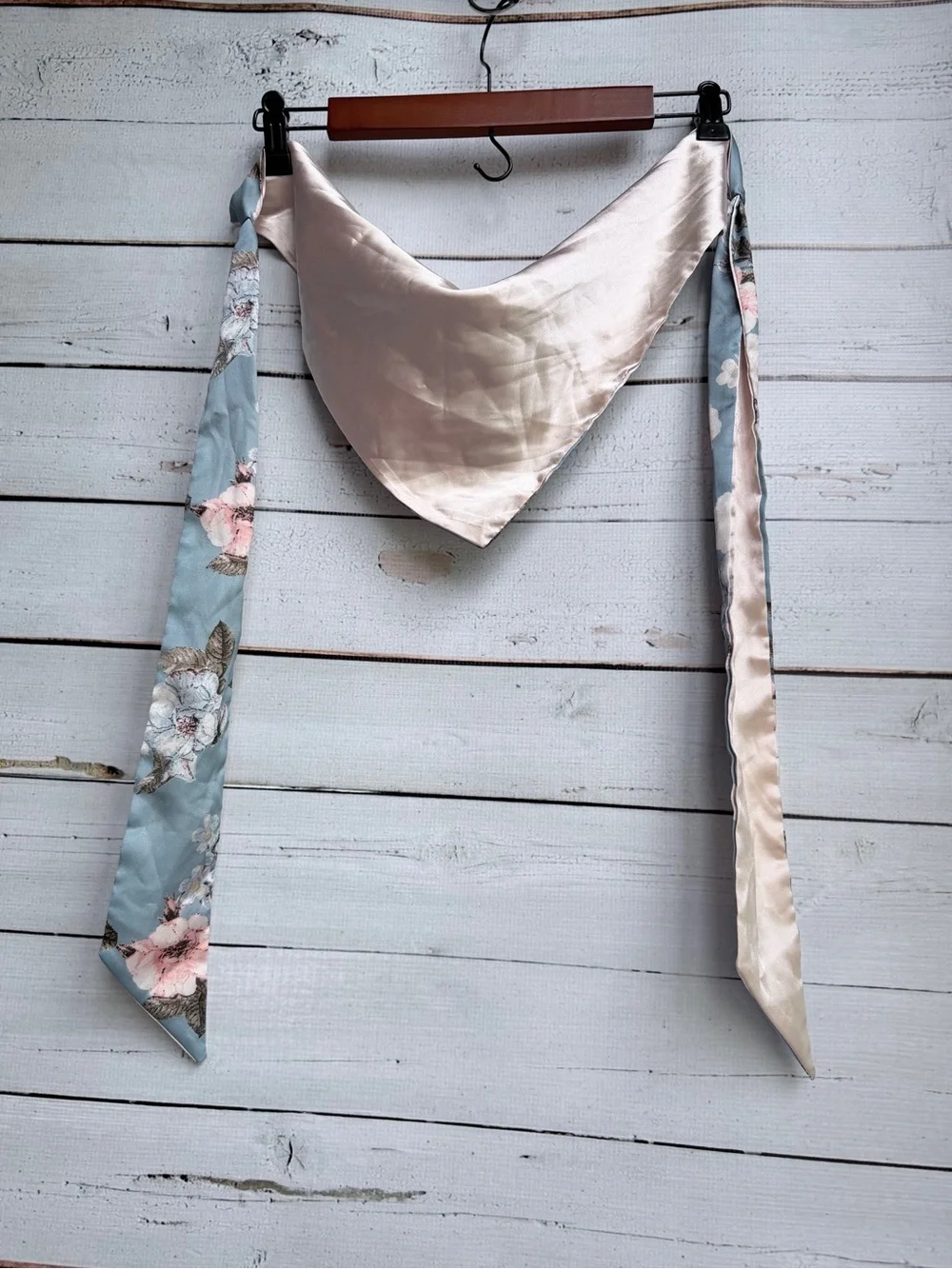 Satin Floral Triangular Hair Scarf Headband